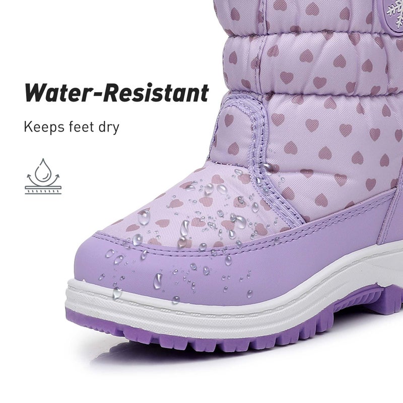 Ahannie Toddler Girls Snow Boots Kid Warm Outdoor Insulated Winter Boot with Side Zipper(Todder/Little Kid)(Purple-8) - Image 2